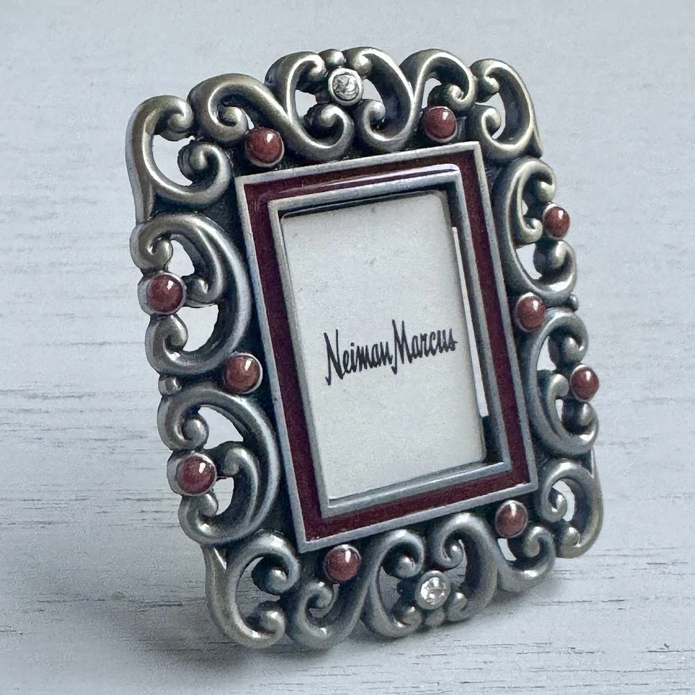 Jay Strongwater Mini Photo Frame Enamel Crystal Easel or Clip for Neiman Marcus